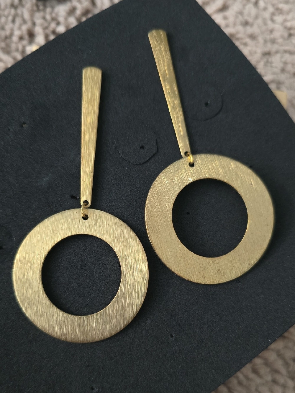 Brushed Gold Circle Drop Earrings for Women
